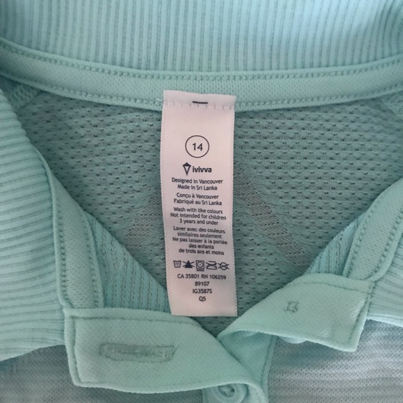 Girls Ivivva Blue Polo sz 14 - Picture 3 of 3